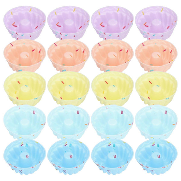 20 stk. Silikone Kageform Bageform, Genanvendelige Mini Cupcake Holdere