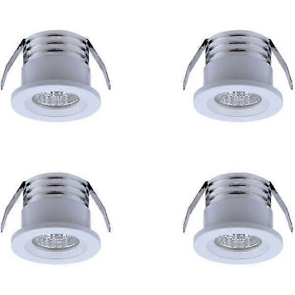 Sæt med 4 Mini Indbyggede LED Spotlights, 3 W, Koldt Hvidt Lys Hvid