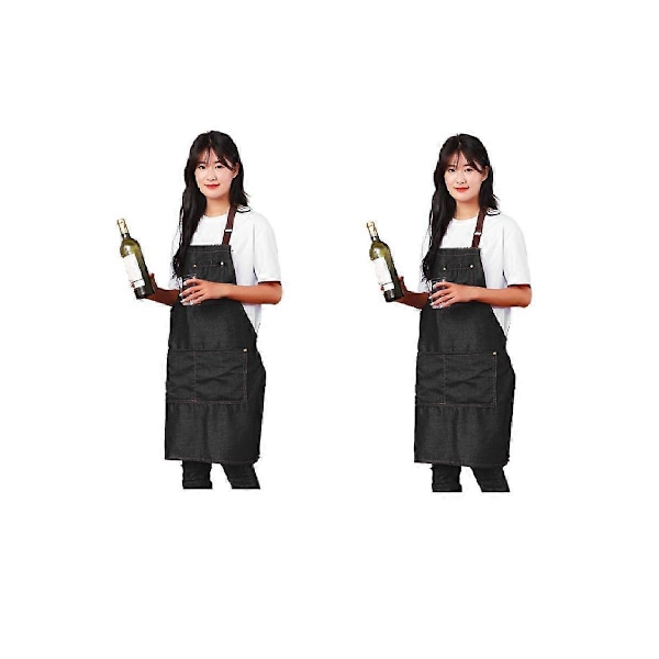 Unisex Justerbart Flerlomme Forkle for Kokk Kjøkken BBQ og Studio Grind Forkle