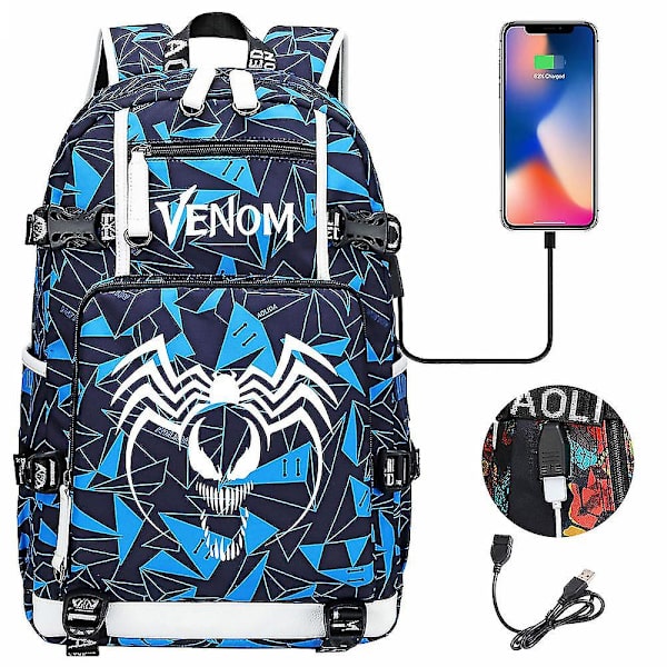 Venom Fashion Tryckt Usb Ungdoms Skolväska (2-117) Color-7