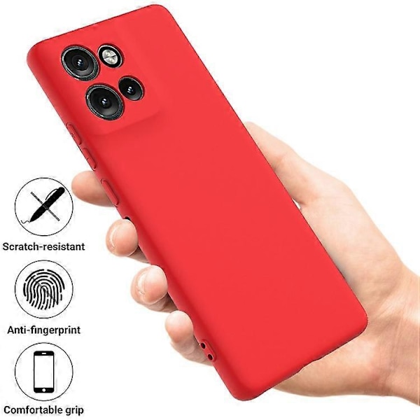 Kompatibelt Skal för Motorola Edge 50 Neo 5G, Flytande Silikon Anti-Rep Telefonskal med Handrem Red
