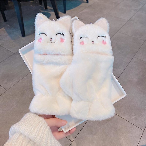 Muhkea Karhu Turkis Neulotut Käsineet Käännettävät Puolisormikkaat Ajokäsineet Talvi Pehmeät Lämpimät Paksut Käsineet Tytöille Knitted Gloves