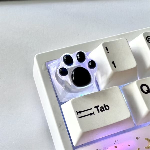 Avainsuojus Cat Paw Pad Läpinäkyvä bakgrundsbelysning RGB WASD Pil ESC Key OEM XDA Cherry Profile Mx Switch Black 4 Pcs