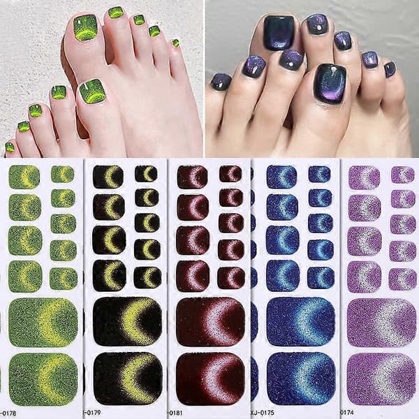 Blå Cat Eye Tånagelfolier Ark Glittrande Design Vattentät Långvarig style 2
