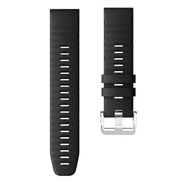 Kompatibel med Garmin Tactix 7 Pro / Fenix 7X / Fenix 6X Pro 26mm Klockarmband Silikonarmband med Stål Silver Spänne Black