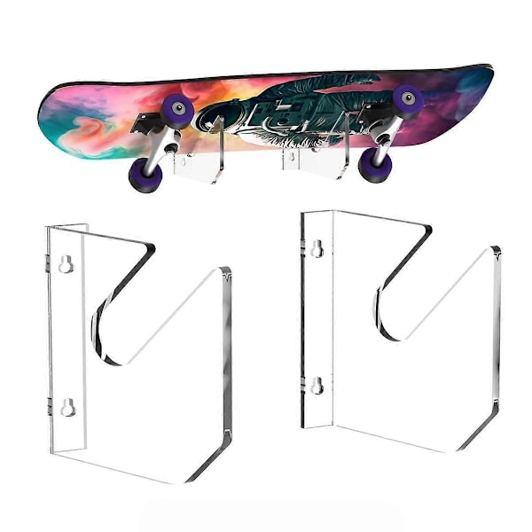 1 Par Skateboard Väggfäste Akryl Skate Board Väggfäste Display Rack Inomhus Flytande Skateboard Förvaringshållare