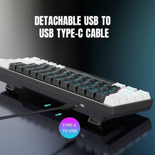 61-tangenters mekaniskt tangentbord USB-kabel LED-bakgrundsbelysning Gaming Mekaniskt tangentbord