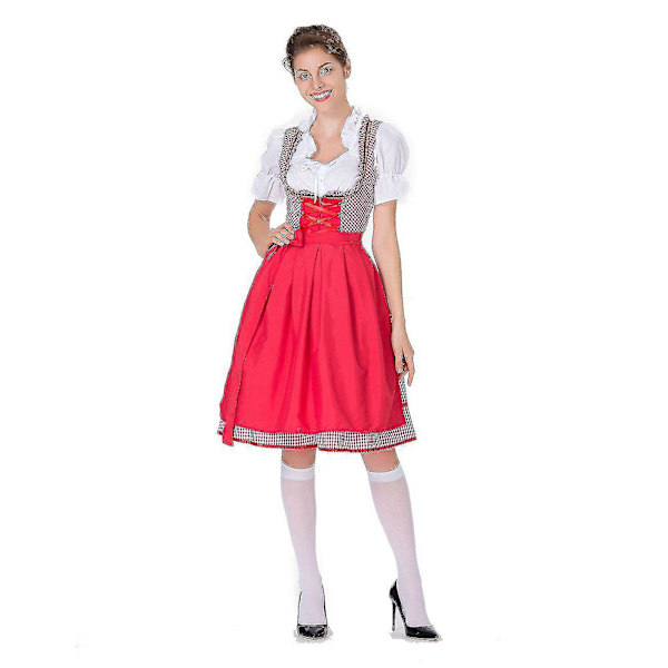 Naisten Oktoberfest-asu Saksalainen Dirndl-mekko Baijerilainen karnevaalijuhla-asu, 100% uusi Red 3XL