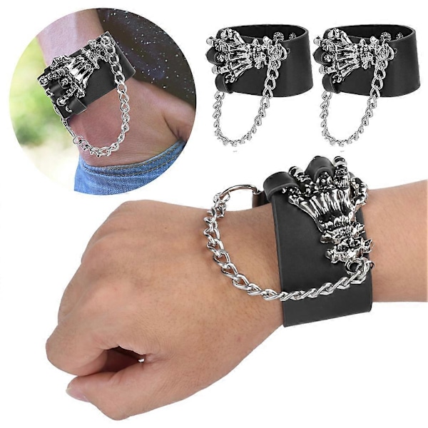 2 stk. Nittearmbånd Cool Skull Hånd Mænd Kvinder Bredt Armbånd til Tøjdekoration