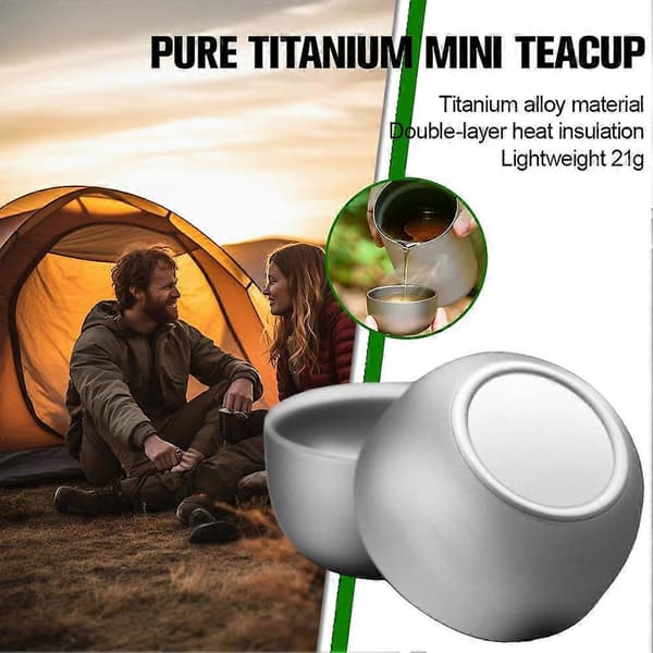 Small Pure Titanium Double-Layer Teacup for Outdoor Coffee