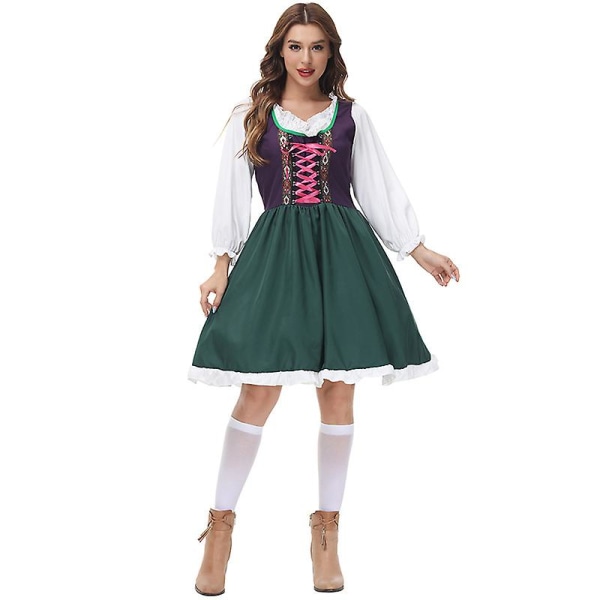 Oktoberfest Kostymer Outfits Dirndl Klänning Traditionell tysk ölfestival Damkostym Carmina Burana Medeltida M