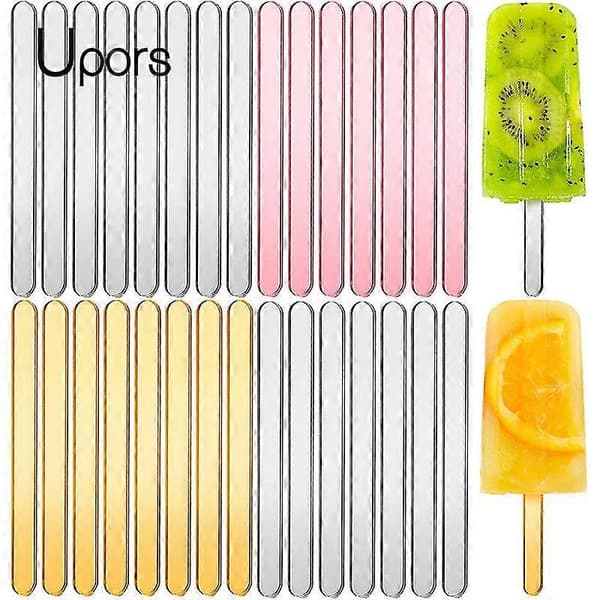 Genanvendelige ispinde Akryl ispinde Flødeis Kageis Kage Slik Pop Pinde Ispinde DIY Håndværk Transparent 20pcs
