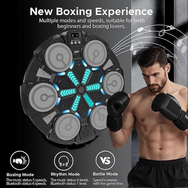 Elektronisk Musikboxningsmaskin Kit 6 Mål Bluetooth Väggmonterad Träning 6 Target Black