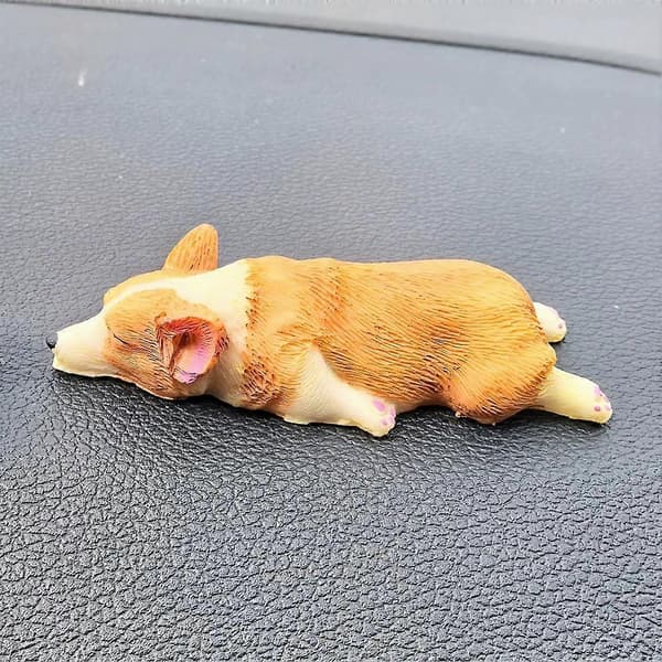 Tegneserie Bilpynt Dekoration Sovende Corgi Mini Små Dyr Tilbehør E