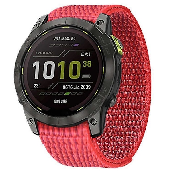 Kompatibel med Garmin Tactix 7 Pro / Fenix 7X / 6X Pro Erstatning Nylon Klokkereim 26mm Justerbar Borrelås Armbåndsrem Red