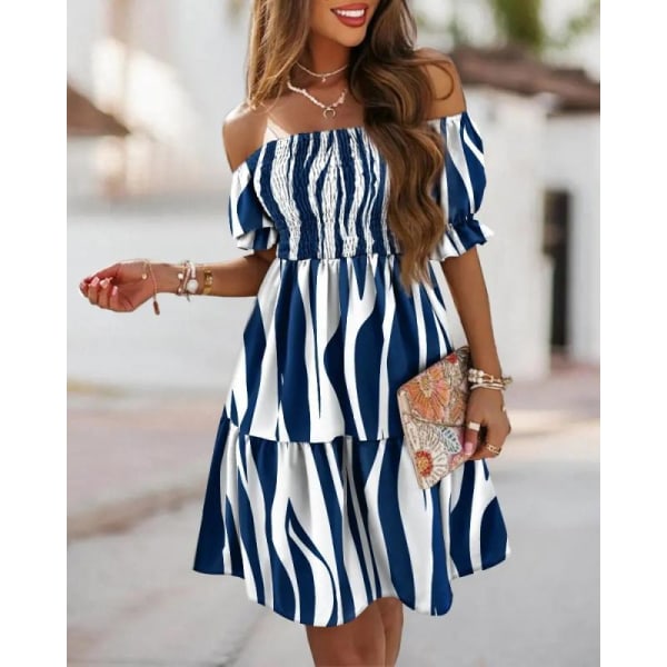 Seksikäs Olkaimeton Minimekko Naisille Kesäksi Löysä Boho-kuvioinen Juhlamekko Auburn M