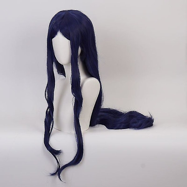 Danganronpa Anime Cosplay Peruk Mörkblå Mikro-lockig Långt Hår