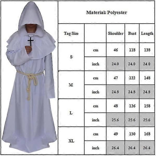 Voksen Munkehætte Kappe Kappe Munk Middelalderlig Præst Cosplay Kostume Red S