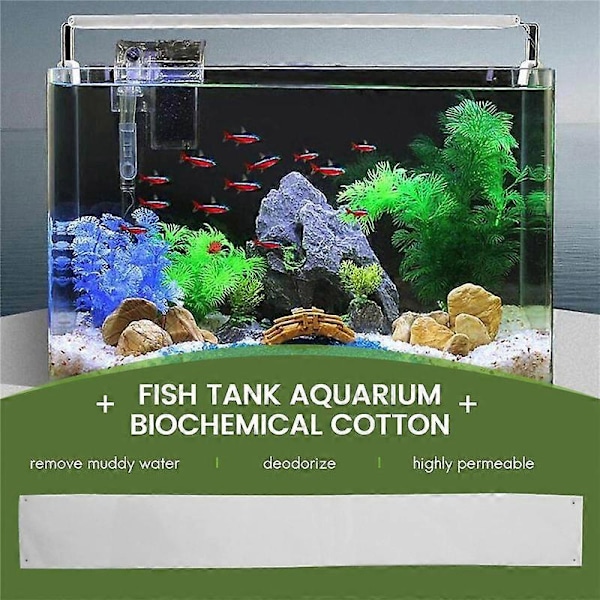 Akvarium 1M Biokjemisk Bomullsfilter Svamp - Hvit