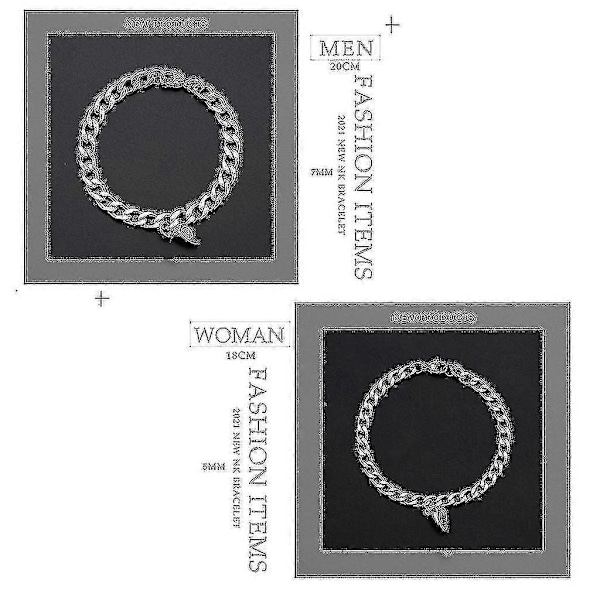 2 kpl Magneettirannekoru pariskunnille, hopeinen sydänriipus