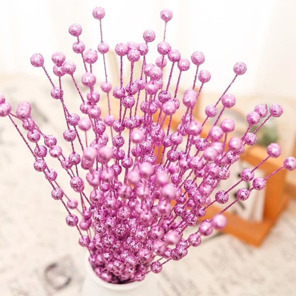 Kunstige Blomster Julebær Gullgren Falske Planter Stilk Tre Krans DIY Hjem Jul Bryllup Dekor Bord Håndverk Gaver Orange