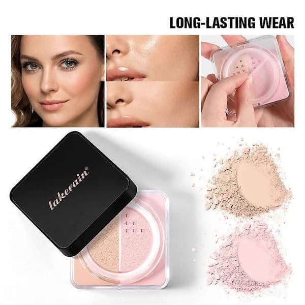 Lakerain Dual Color Løs Puder Bage Setting Puder Mat Finish Cherry Peach