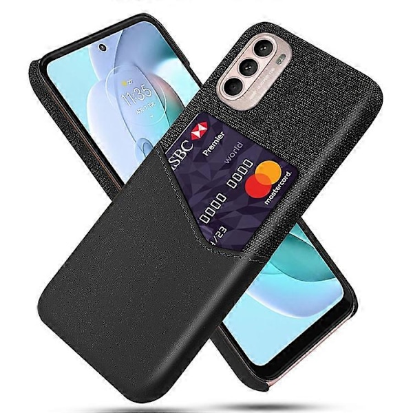 Kortholder Design Stof + PC + PU Læder Bagcover Stødsikkert Etui Kompatibelt til Motorola Moto G31 / G41 Black