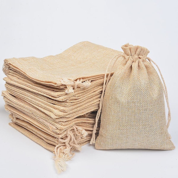 Stofpose, 50 Stykker Små Stofposer Bomuldspose 13 X 18cm, Jute Pose Stofpose Snøre Stofpose Smykker Gaveposer Genanvendelig Tepose (l)