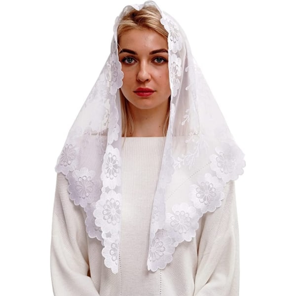 Rosa spansk stil Spets Mantilla Kvinnor Bröllopshuvud som täcker Kyrkanslöja white