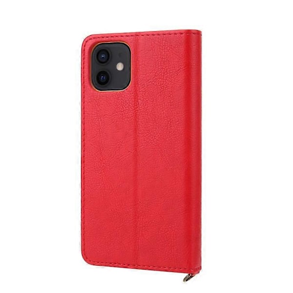 CMAI2 PU Läder Kortfack Plånbok Telefonfodral Kompatibelt För iPhone 12/12 Pro Red