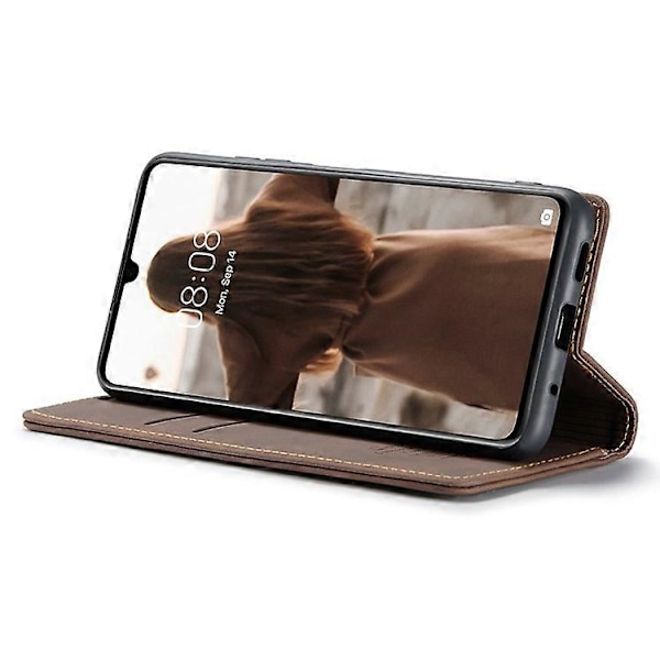 CASEME 013-serien Kompatibel med Huawei P30 Stötsäkert PU Läder Ställ Skydd Anti-repa Plånboksfodral Espresso