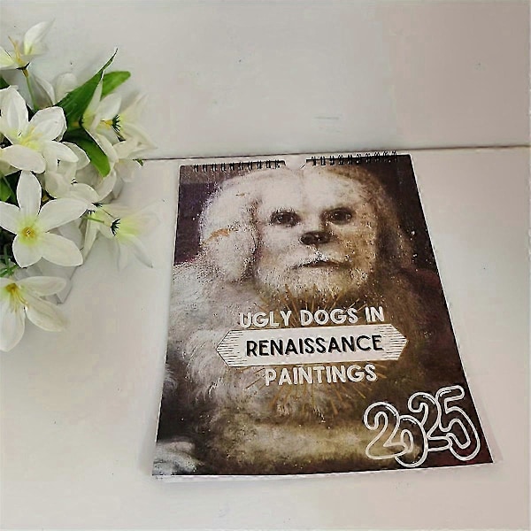 Renaissance Kalender, 2025 Vægkalender Kunst - Speciel Tyk Robust Grim Hund Vægkalender til Organisering