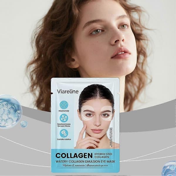 Kollagen øyemaskepatcher - E-formet, hydrogel, reduserer hevelser, fine linjer, 1 par