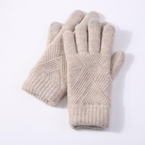 Dame Vinter Varme Strikkede Hel Fingerhansker Menn Solid Ull Touch Screen S-xl Style3