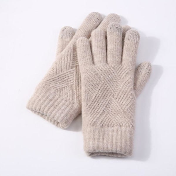 Kvinna Vinter Varmstickade Full Finger Handskar Herr Solid Woolen Touch Screen S-xl Style5
