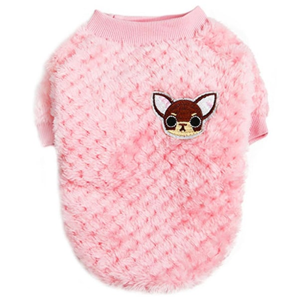 Hundegensere for små mellomstore hunder eller katter, varme myke flanell kjæledyrklær for hunder jente eller gutt, hundeskjorte frakkjakke Pink S