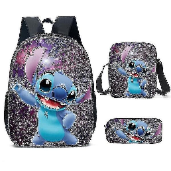 Lilo Stitch Stitch Rygsæk Skoletaske Tredelt Sæt A E
