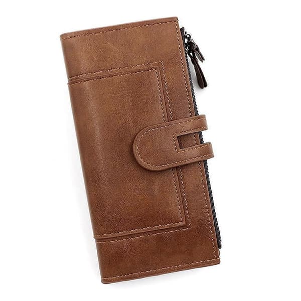 10*20cm PU læder lang pung til kvinder med kortpladser Brown