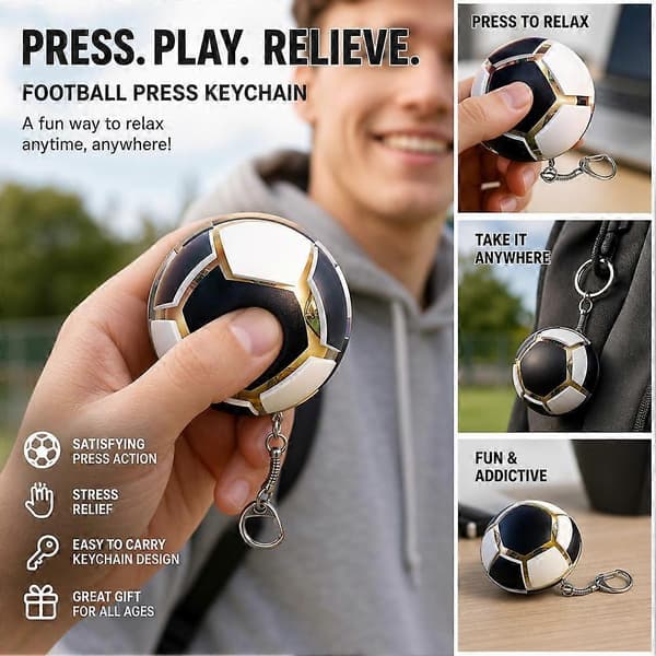 Stressfri Fidget: 2026 Tryckknapps-Pusselboll Nyckelring Black White