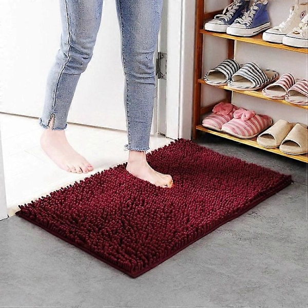 50x80cm Chenille Golvmatta Absorberande Halkfri Badrumsmatta DarkPurple