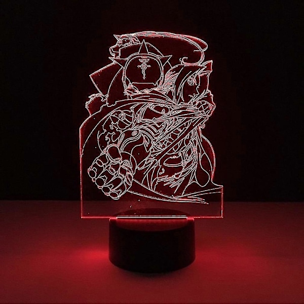 2025 Uusi Fullmetal Alchemist 3D Led Yövalo Lasten Makuuhuoneen Pöytävalaisin