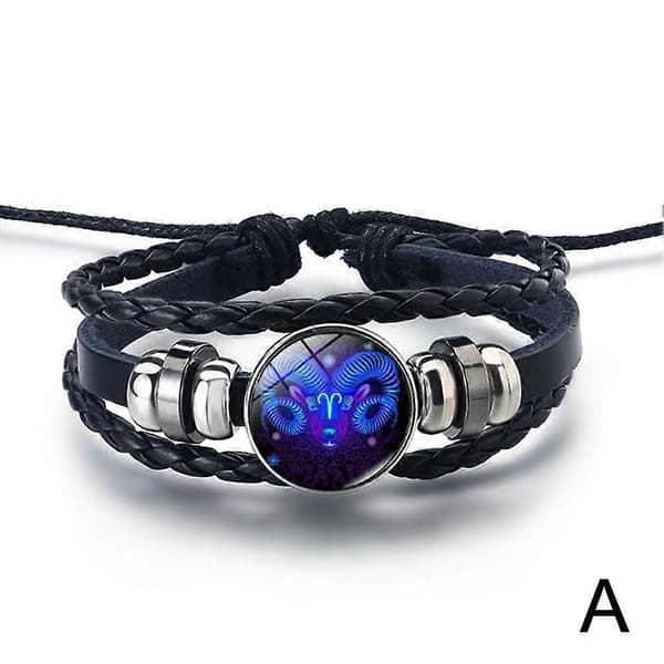 Læderarmbånd til mænd og kvinder med astrologiske tegn, lysende Libra