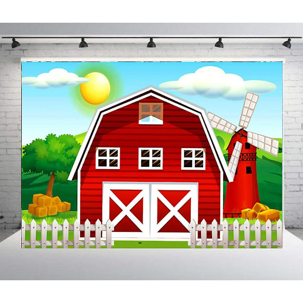 Bondegårdsdyr Baggrund Børn Tillykke med Fødselsdagen Fest Lade Foto Baggrund Banner, 1 stk.