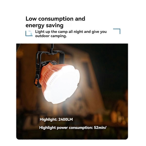 24W 2400LM LED Arbetslampa Portabel med Krok för 18V Batterier