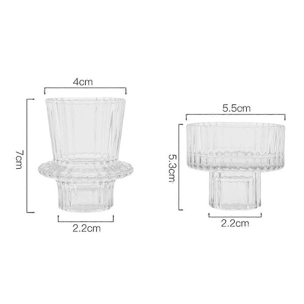 Glas Ljusstakar Avsmalnande Ljusstakehållare 2 Olika Storlekar Modern Räfflad Design Ljusstakehållare för Bröllopsdekor A