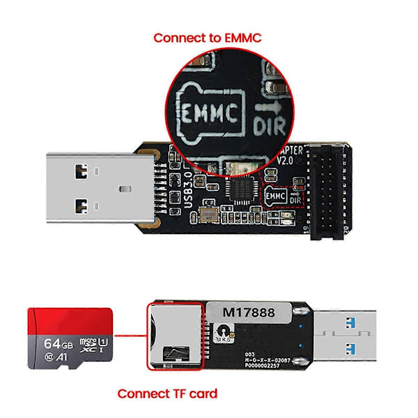 3D-skrivartillbehör Snabb Utskriftsmaskin Minnesexpansion Kort MKS EMMC 32G MKS EMMC-ADAPTER V2 Kortläsare