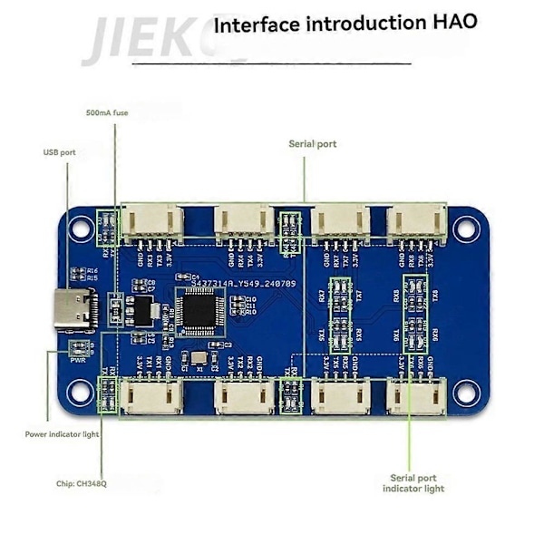 CH344Q USB Typ C till 8-vägs TTL Seriell Modul 8-Kanalig Seriell Port UART Multi-Kanalig Seriell Port E