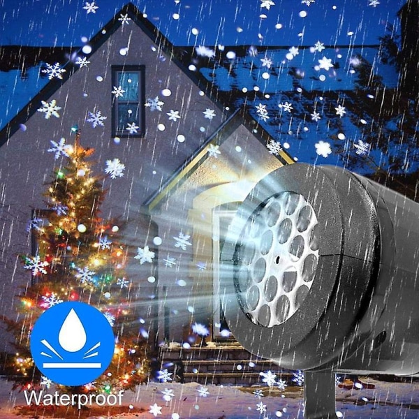 Scene LED Snefnug Lys Hvid Snestorm Projektor Julestemning Feriefest Special Laserlamper Udendørs Indendørs Dekoration UK Plug