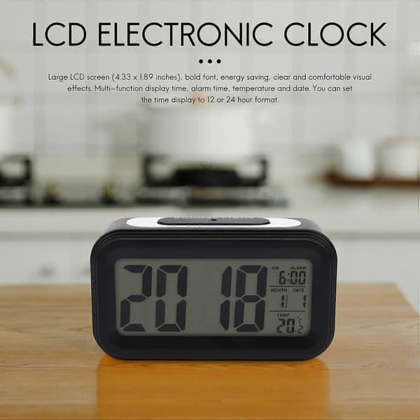 [Uppgraderad Version] Batteridriven Väckarklocka, Elektronisk LCD-Display Digitala Väckarklockor Med Sno