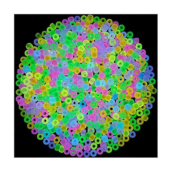 1900 stk. Selvlysende Perler Miks 9 Farger Selvlysende Perler Bulk Akryl Hårperler Plast